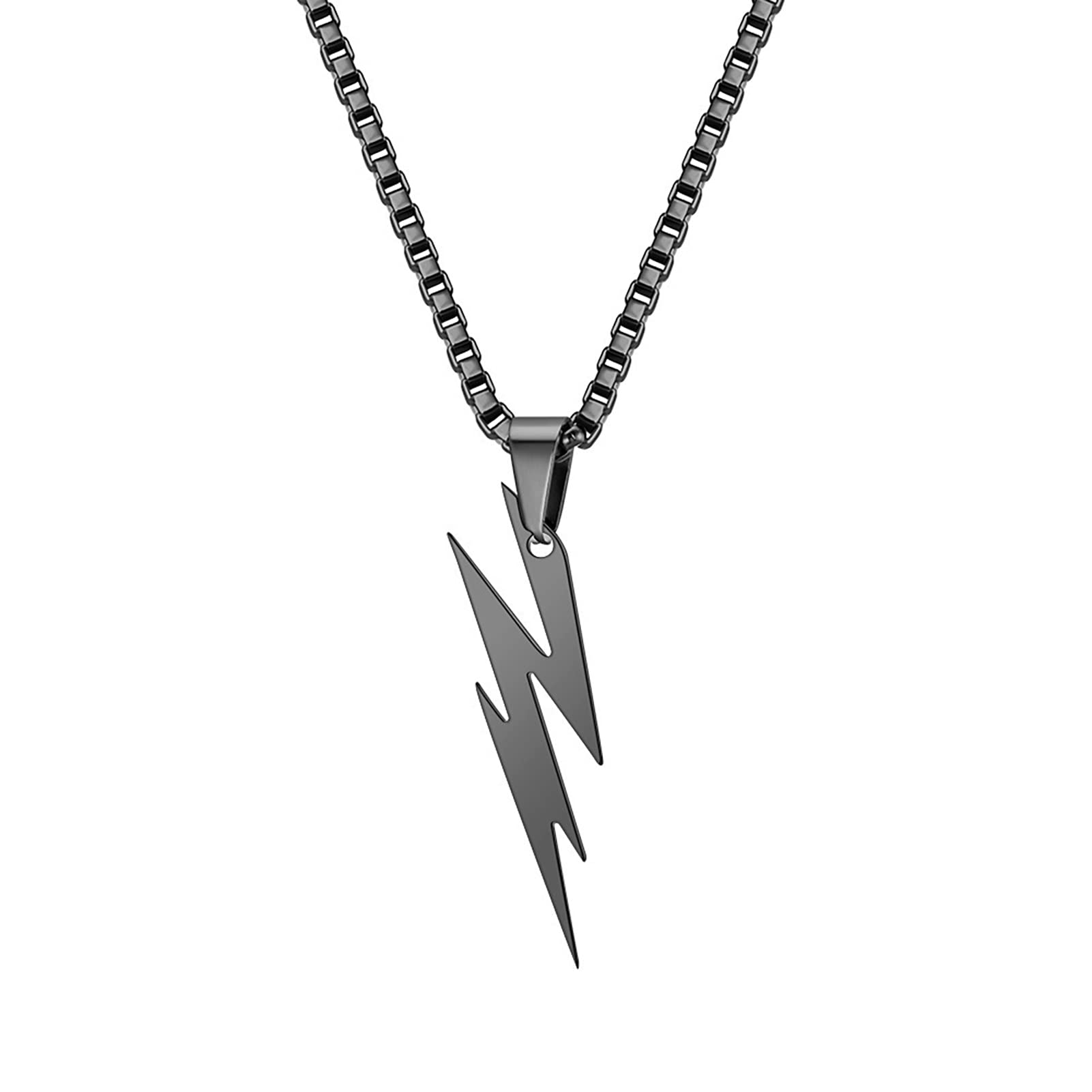 Shulemin Necklaces for Men Pendant Fashion Jewelry Men Necklace Unisex Chain Solid Color Thunder Flash Shape Neck Decoration Hip Hop Style Geometric Men Necklace Valentine Gift for He
