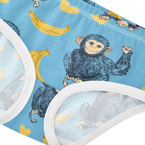 Wusikd Blue Bananas Girls' Underwear Cotton Monkey Girls Briefs Soft Toddler Underwear 2T4
