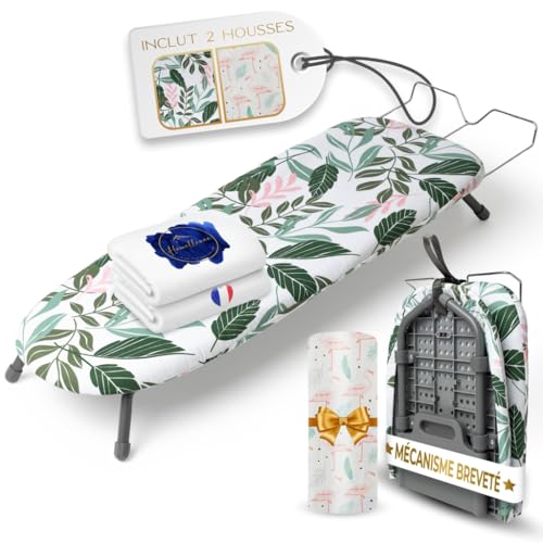 Homellence Petite Table A Repasser Pliable Compacte - Table Repassage Portable Voyage - Mini Planche A Repasser Pliable - 2 Housses Premium Incluses - Solution...