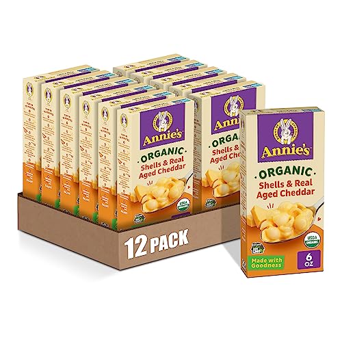 Annie's Organic Shells and Real Aged Cheddar, Made with Real Cheese, 6 oz (Pack of 12)