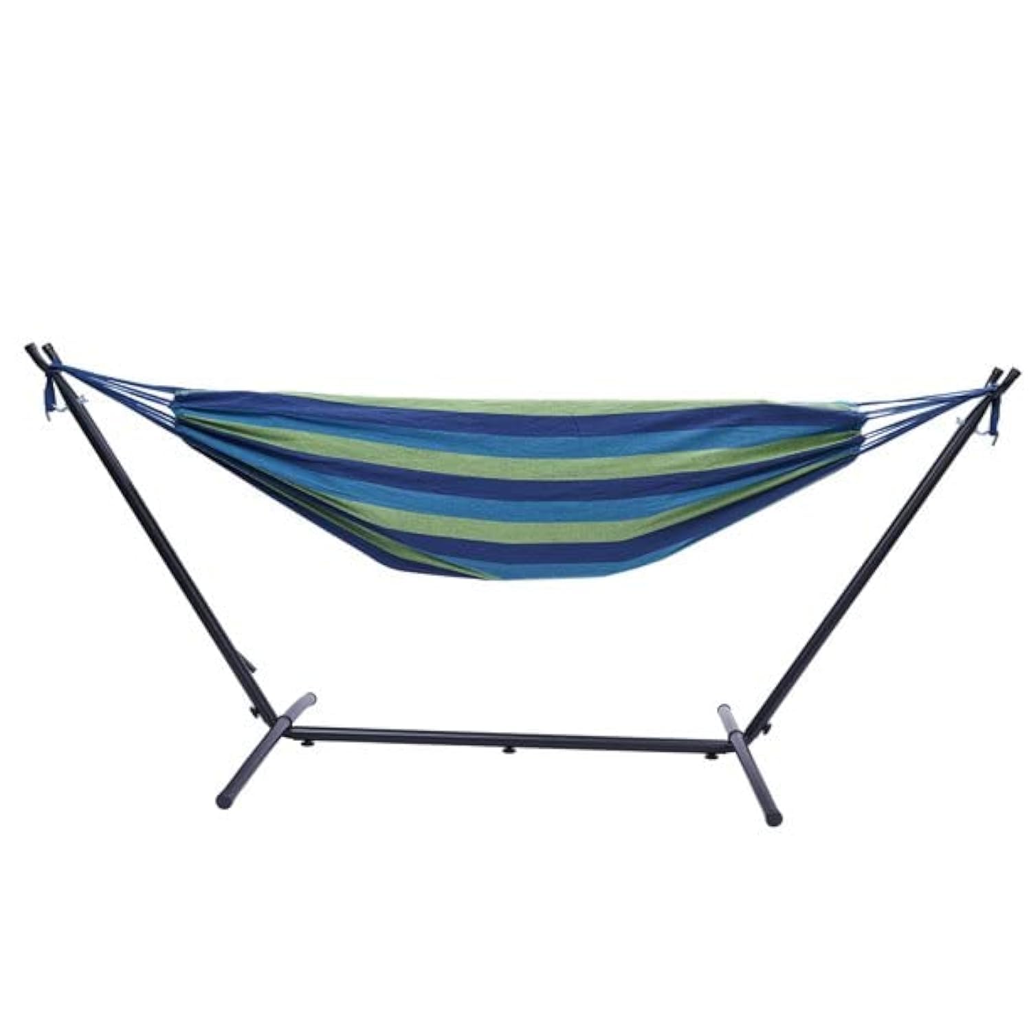 Yulan Comfortable Large Camping Portable Hammock with Ropes for Hanging Rainbow Fabric Soft Canvas Hammock Bed Cotton Hammocks for Outside Backyard Patio Garden Indoor (Green With Stand) Yl21529-598