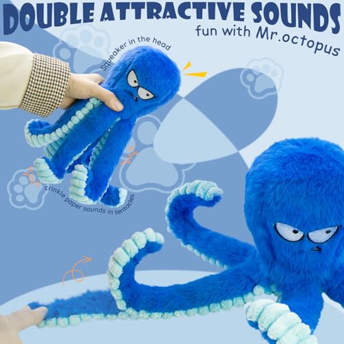Chongqile Quietschende Hundespielzeuge- Plüsch Plüsch Plüschtiere für große Welpen- Oktopus geformte Spielzeug, um sie beschäftigt zu halten- Outddor für Indoor Play- Tug of War Game