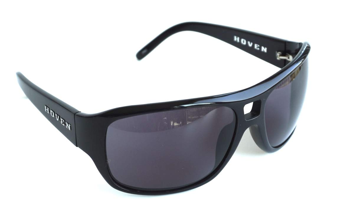 HOVEN PLADIUM 36-0101 BLACK GLOSS HANDMADE ACETATE FRAME GREY LENS PLASTIC SUNGLASSES