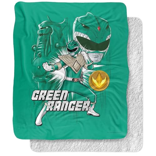 Power Rangers, 50"x60", Green Ranger Silky Touch Sherpa Back Super Soft Throw Blanket