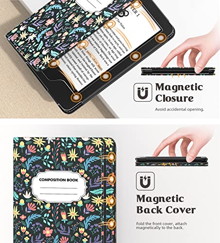 Image of MoKo Case for All-New 6 inch Kindle(11th Generation, 2024 /2022 Release) /(10th /8th Gen, 2019 /2016), Ultra Lightweight PU Shell Cover with Auto Wake /Sleep for Kindle 2024, Colorful Flowers