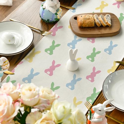 Artoid-Mode-Green-Pink-Bunny-Rabbit-Easter-Table-Runner-Spring-Kitchen-Dining-Table-Decoration-for-Home-Party-Decor-13×72-Inch Artoid Mode Green Pink Bunny Rabbit Easter Table Runner Spring Kitchen Dining Table Decoration for Home Party Decor 13×72 Inch