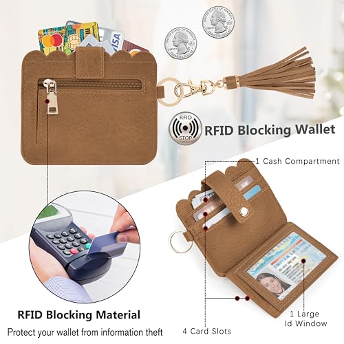 Image of Wristlet Wallet for Women with Keychain - RFID Card Holder Small Wallet Wristlet with Key Ring