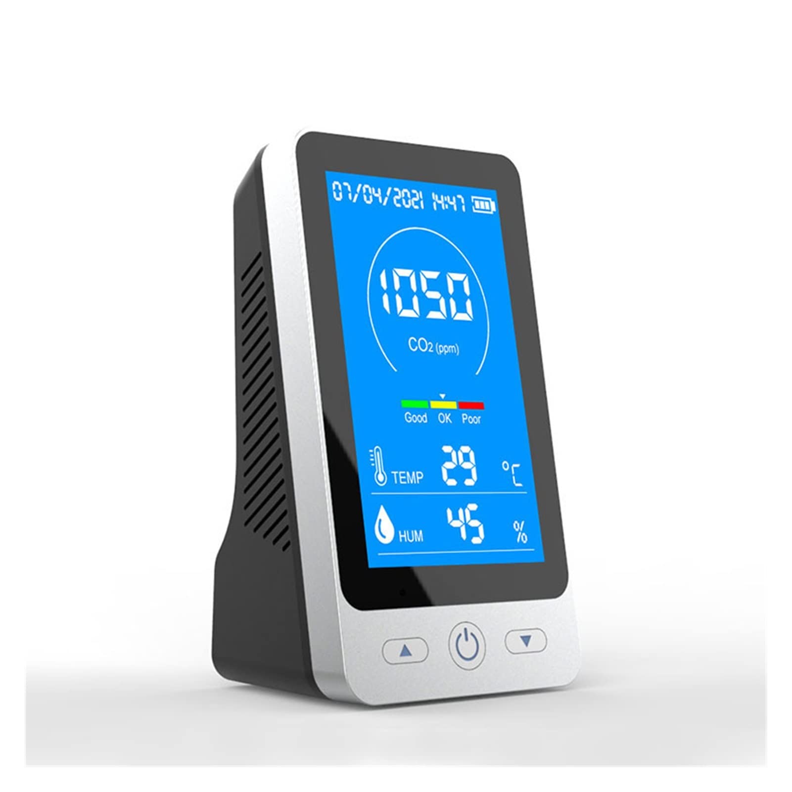 Detector de Gases, Detector de dióxido Carbono CO2 portátil Escritorio Metro Temperatura y Humedad 4.3 Pulgadas LCD Versión Inglesa