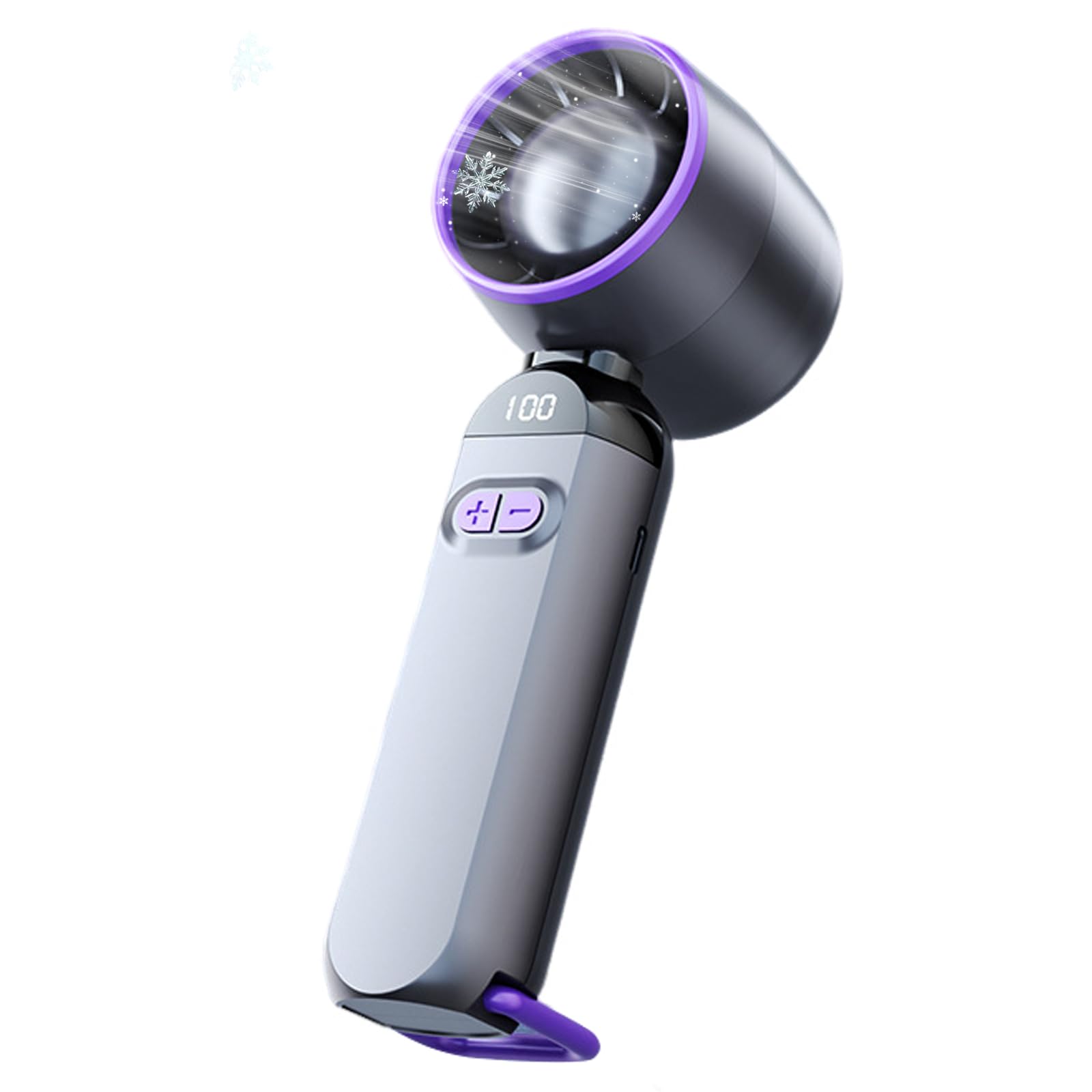 CutitiUU Handheld Fan, Mini Portable Fan USB Rechargeable Fan with 5 Speeds,Rechargeable with LED Display,Portable Powerful Foldable Mini,Cooling Desk fans handheld,1300mAh Battery (Gray-Purple)
