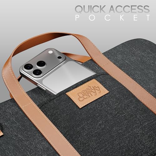 Image of Laptop Sleeve with Handle upto 14 Inch for Men & Women | Ultra Slim Lightweight | Detachable Shoulder Strap | For Macbook Air /Pro, Asus, Lenovo, Dell & more|Gift for Office & Daily Travel (Jute Black)