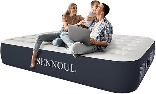 SENNOUL Colchón de aire Queen con bomba incorporada - Cama inflable mejorada, 2 minutos autoinflable rápido con doble cámara de aire, 13 pulgadas650