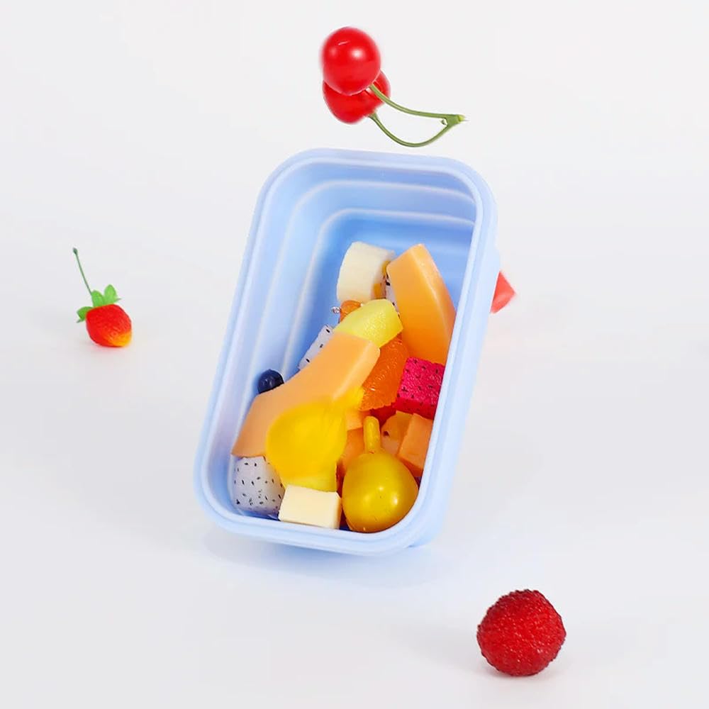 Lonchera plegable de silicona, contenedor portátil de almacenamiento de alimentos para microondas y refrigerador, ideal para uso en exteriores, capacidad de 24 onzas, fácil de limpiar y almacenar