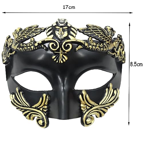 MFUOE Masquerade Mask for Men Roman Greek Mythological Ventian Mask for Halloween Christmas Mardi Mask (Black & Gold) - Image 3