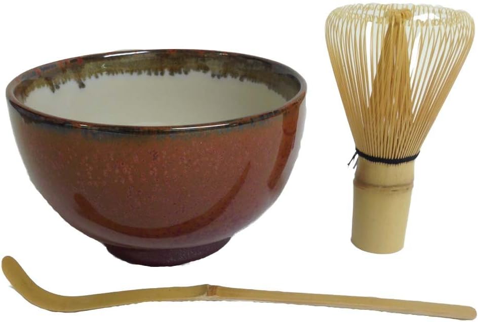 Tea Ceremony Bowl and Chasen Tea Whisk Set #C3A510