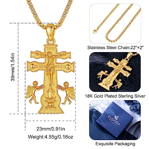 Collar EUDORA Caravaca Cruz Oro Plata 925 para Hombres y Mujeres