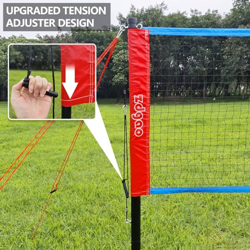 Image of Zdgao Badminton Sets for Backyard - 20FT Net and Badminton Racket Set of 4 | Portable Badminton Net with Tension Adjuster, 3 Nylon Shuttlecocks, Boundary Line, Carry Bag for Beach, Outdoor Family Game