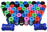 Downtown Pet Supply Dog Pet Waste Poop Bags with 2 Leash Clips and Dispensers (1000 Bags, Rainbow of Colors)