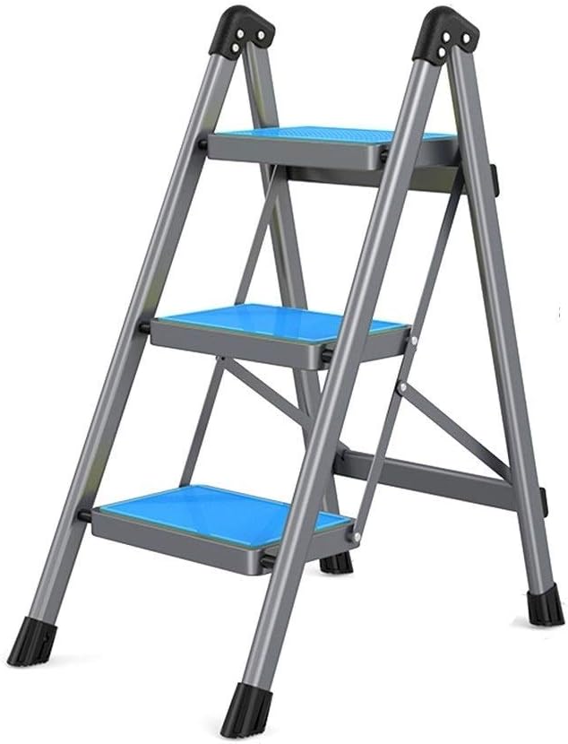Step Stool Non-Slip Iron Ladder, Unilateral Folding Ladder Dormitory Safety Ladder Three Step Ladder Two Step Ladder Step Ladder/Green/39.5X64X82Cm
