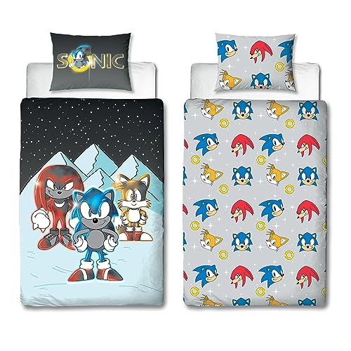 Sonic The Hedgehog Character World Official Single Duvet Cover Set, Snow Design, Multicolor