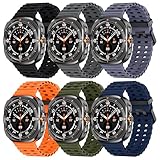 Acextro 6-Pack Marine Sport Band Compatible with Galaxy Watch Ultra Bands 47mm (2025/2024), Samsung Watch 7 Ultra Bands for Men Women, Breathable Ocean Silicone Strap No Gap Design