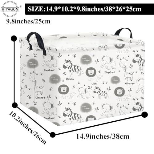 Image of Rectangular Animal Basket Baby Kids Storage Basket for Boys Animal Room Decor Cute Toy Storage Organizer Bins Bedroom(4 Animals Pattern)