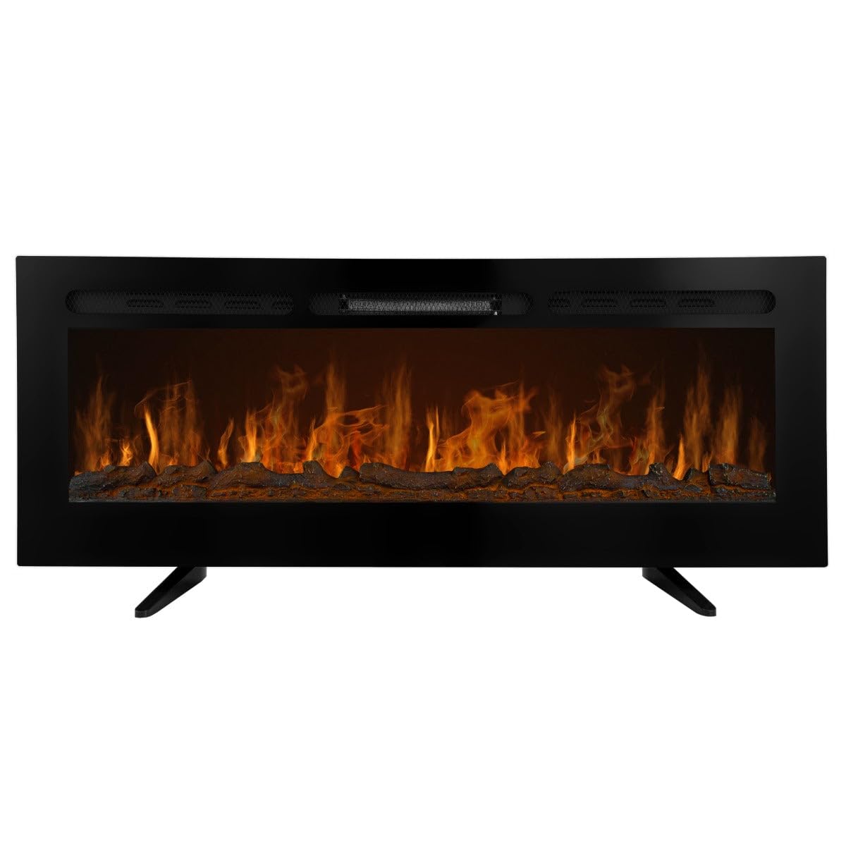 Camino Elettrico da Incasso o Indipendente, 12 Colori di Fiamma Variabili e Luminosità Regolabile con Telecomando Sassolini e Cristalli e Effetto Tronchi 950W 1850W 15-35 Gradi - 50 Pollici