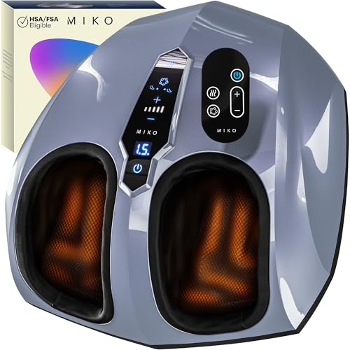 MIKO Foot Massager Machine - Deep Kneading, Shiatsu, Air Compression, and Heat Therapy - Plantar...