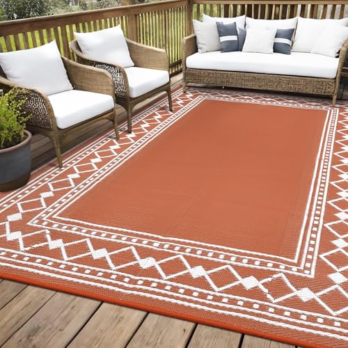 Garvee Outdoor Rug 9x18 ft, Patio Plastic Straw Rug Waterproof Reversible Patio Mat, Large Plastic Straw Rug for RV, Camping, Deck, Balcony, Easy Clea