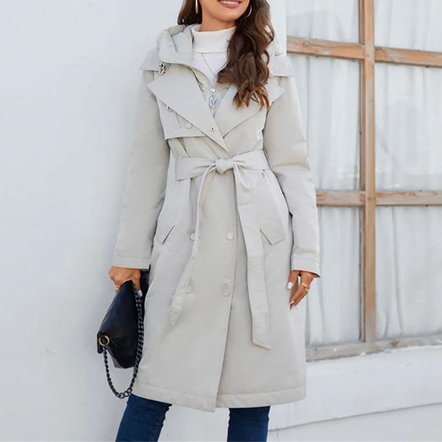 Pulcykp Women's Long Fashion Down Jacket Lightweight Parka For Spring And Fall