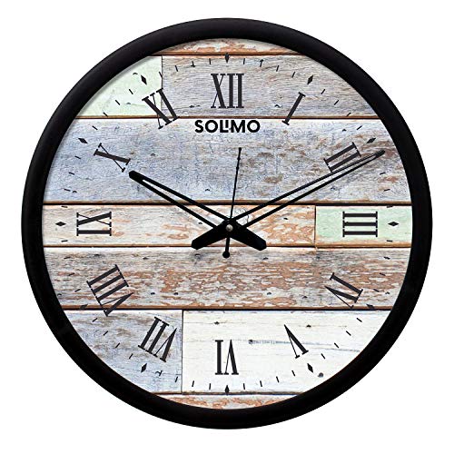 Image of Amazon Brand - Solimo 12-inch Wall Clock - Designer (Silent Movement, Black Frame)