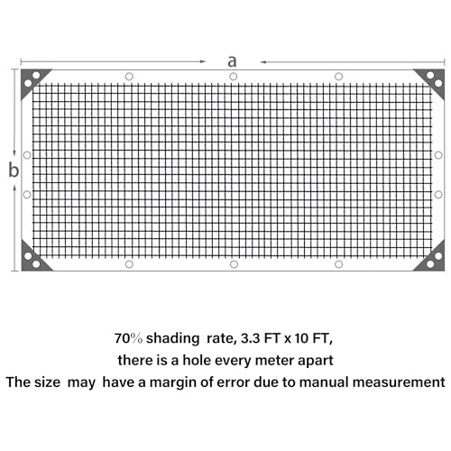 Image of winemana 70% Black Shade Cloth, 3.3 x 10 FT Garden Mesh Tarp for Plants Heat Protection with Grommets, Sunshade Plant Cover for Greenhouse, Barns Kennel, Outdoor Netting Screens for Patio & Porch