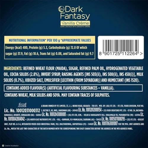 Image of Sunfeast Dark Fantasy Vanilla Cream Sandwich Biscuits, 277.5g