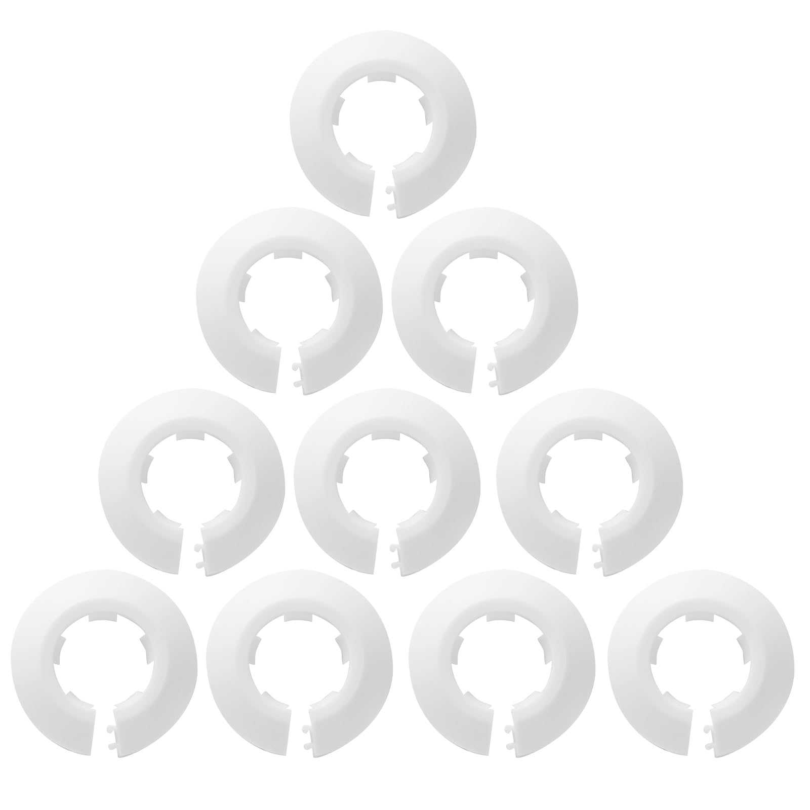 Pipe Collars YHXiXi 10pcs Wall Flange Easy Installation Plastic Radiator Escutcheon Snap-on Plate Kitchen Faucet Accessories White Water Pipe Cover