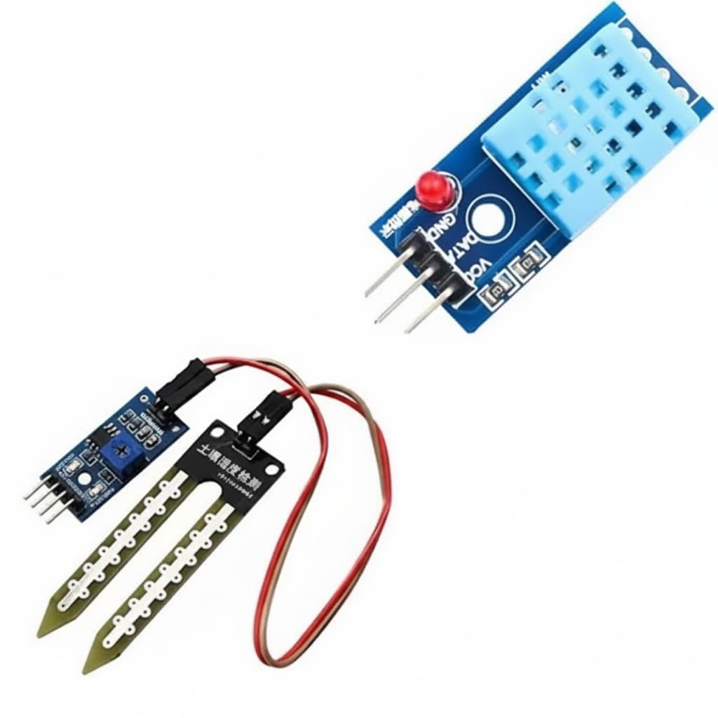Combo Soil Moisture Sensor + DHT11 Temperature & Humidity Sensor Combo | Smart Farming & Gardening IoT Kit for Arduino, ESP32, Raspberry Pi, Robotics & STEM Projects(only soilmoisture & Dht)