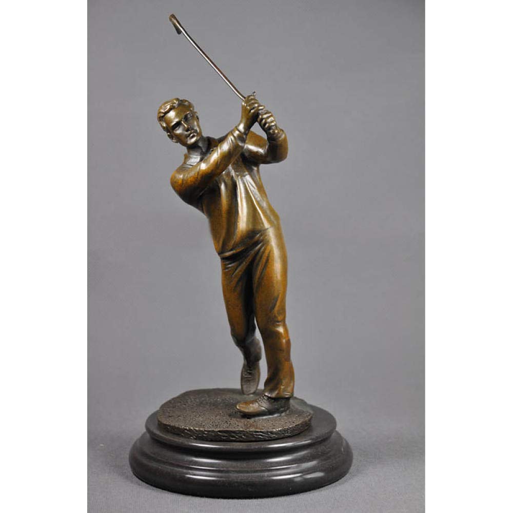 Amazon.co.jp: 彫像ブロンズ男性ゴルファー像 ゴルフ演奏彫刻 銅置物