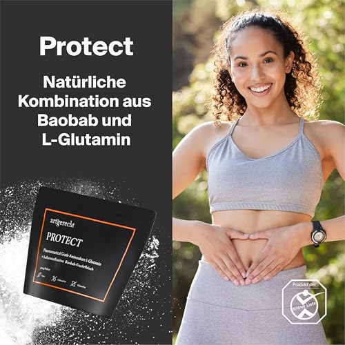 PROTECT – 300 g (30 Portionen), hochdosiert: 8g L-Glutamin + 2g Ballaststoffe aus Baobab Fruchtfleisch | Unterstützt Darmgesundheit & Verdauung | 99%+ Reinheit, vegan & ohne Zusatzstoffe
