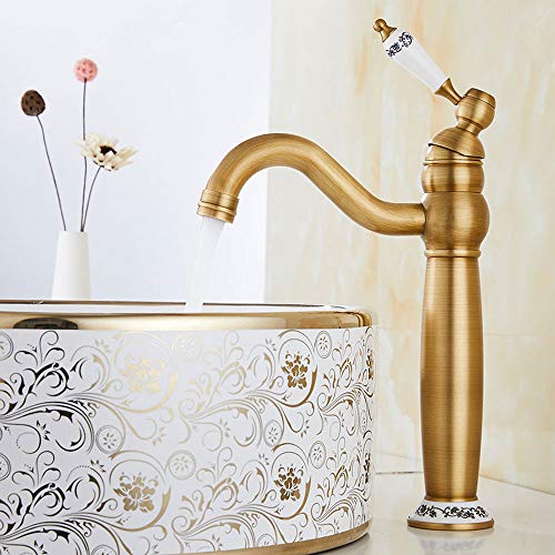 Grifo-de-Lavabo-de-Alto-de-Bronce-para-Bano-de-LatonGrifo-de-Bano-Monomando-Vintage-Ceramica-Floral-una-Sola-Manija-del-Grifo-del-Mezclador-Agua-Fria-y-Caliente-Disponible-Antiguo