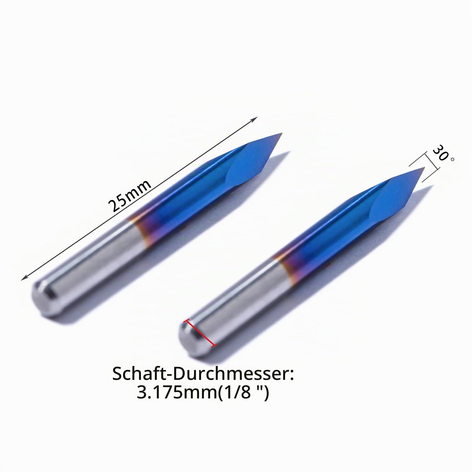10-Stück 30 Grad 0.1mm V Fräser Spitze Gravierstichel in Pyramidenform Triangular Pyramid V-bit Nano-Beschichtung für Acryl, Holz, PVC, Gravur und Fräsen