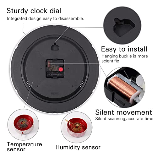 Vigorwise Wall Clock, Sweep Silent Movement Accurate Clocks with Temperature & Humidity - Image 4