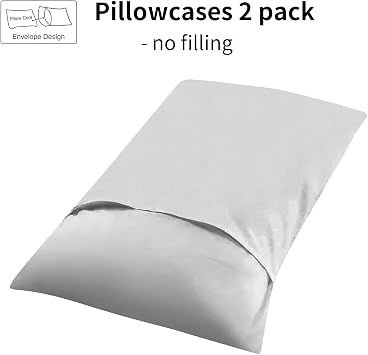 RUIKASI Pillow Cases 2 Pack Grey- Light Grey Plain Pillowcases with Envelope Closure Breathable Premium Brushed Microfiber Set of 2 Pillow Covers Standard 50x75 cm