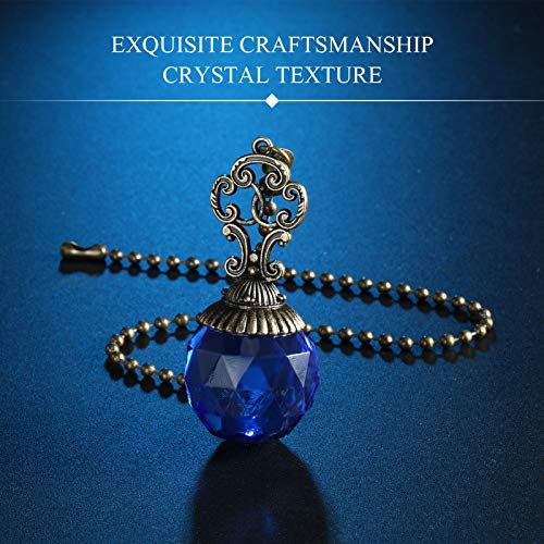 Image of Hicarer 4 Pcs ceiling fan pull chain Crystal pulls String,Blue