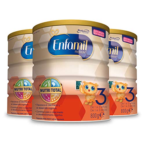 Enfamil Premium 3 - Leche infantil de continuacion para lactantes niños de 1 a 3 años - 800 g | Pack 3 Unidades - Consumo de 1 mes