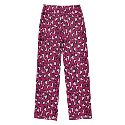 ALAZA Red Leopard Print Pajama Lounge Pants Long Sleep Pajama Bottoms with Pockets