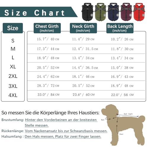 Aiboria Hundejacken für den Winter Winddicht Wasserdicht 2 in 1 Outfit Kaltwettermantel Hundewestengeschirr Welpen Winter Warme Jacke Kleines Blau XXL