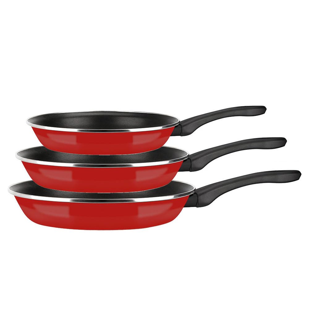 FAGOR Set 3 UD SARTENES OPTIMAX 20CM, 24CM Y DIAM.28CM Rojo Mate, Aplica, Unisex Adulto