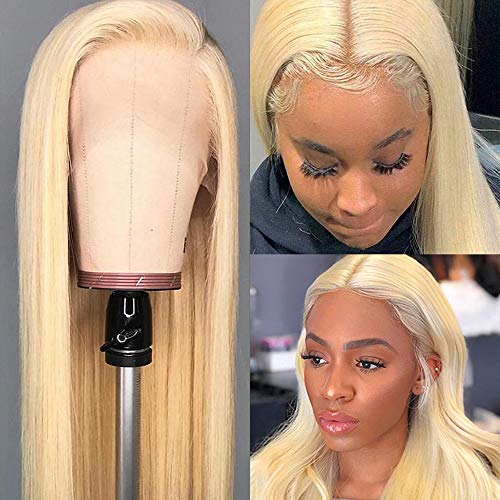 Pre Plucked 360 Lace Frontal Wig #613 Blonde Straight Virgin Human Hair Glueless Lace Front Wig for Black Woman Full 150% Density 20 Inch