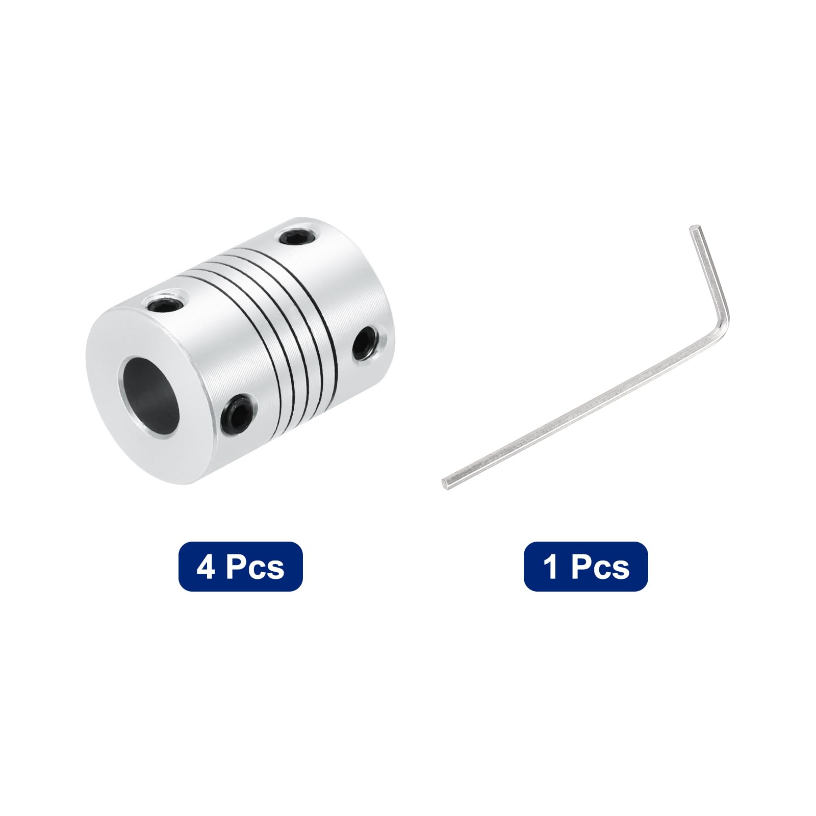QUARKZMAN 4 sztuki 8 mm na 8 mm ze stopu aluminium, sprzęgło wału L25 x D19, elastyczna wiązka sprzęgła, silnik krokowy, łącznik przegubowy do drukarki 3D, maszyny CNC, enkodera, wał silnika, kolor