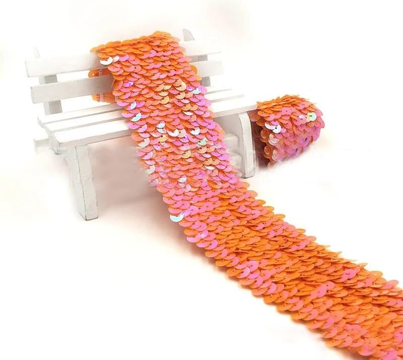 GIOTEL Sequin Ribbon 10yard 4.8cm Elastic Sequins Bead Lace for Home Sewing Trim Skirt Pillow Dance Dress Accessories Wedding Decoration Sequin Trim (Color : 8)