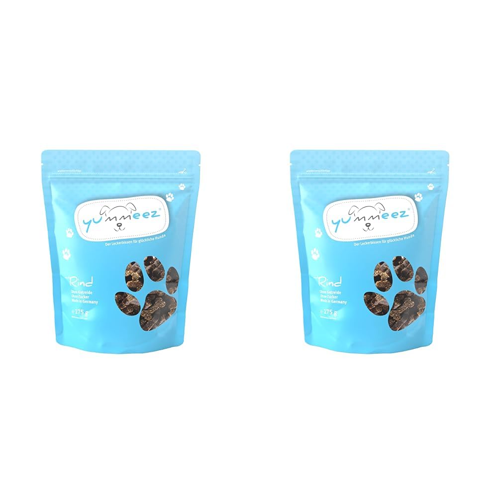 Yummeez Rind Leckerli - Hundeleckerli als kleine Knöchelchen - getreidefrei mit hohem Fleischanteil - perfektes Leckerchen für Training oder Belohnung (1 x 175 g) (Packung mit 2)