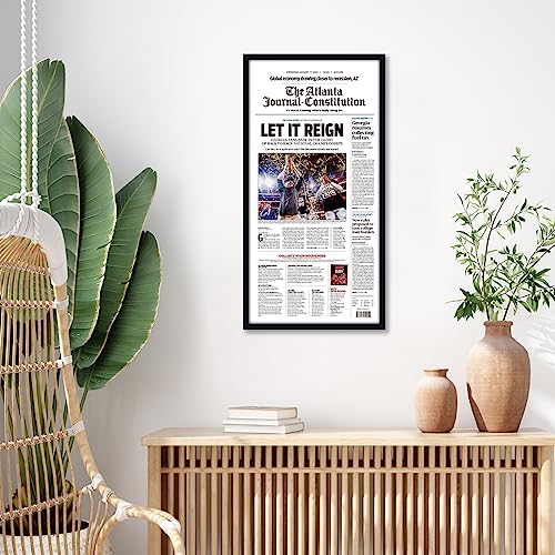 Americanflat 11x22 Newspaper Frame with Polished Plexiglass - Display for Assorted Media Articles - Streamline Collection - Thin Border Picture Frame for Wall Display - Black